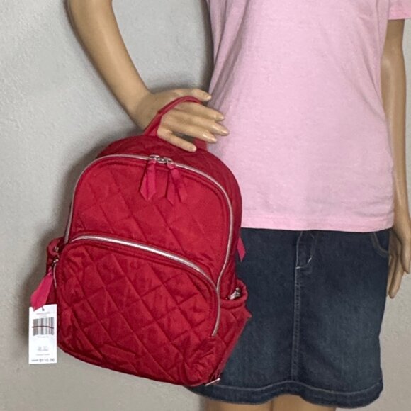 Vera Bradley Small Backpack in Performance Twill Cardinal Red NWT - Picture 8 of 12